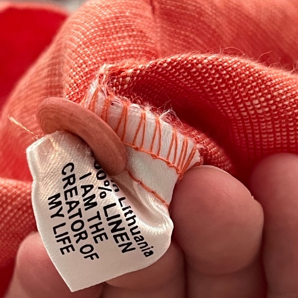 FLAX 100% Linen Tangerine Button Blouse - Picture 9 of 9